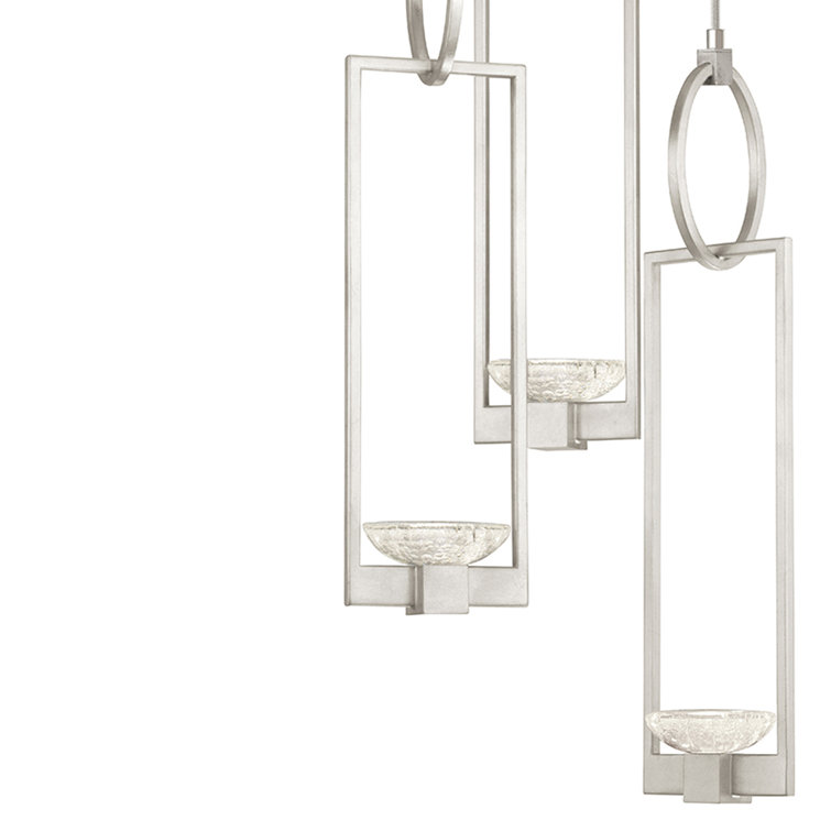 Silver 3-Light LED Pendant with Hand Formed Glass