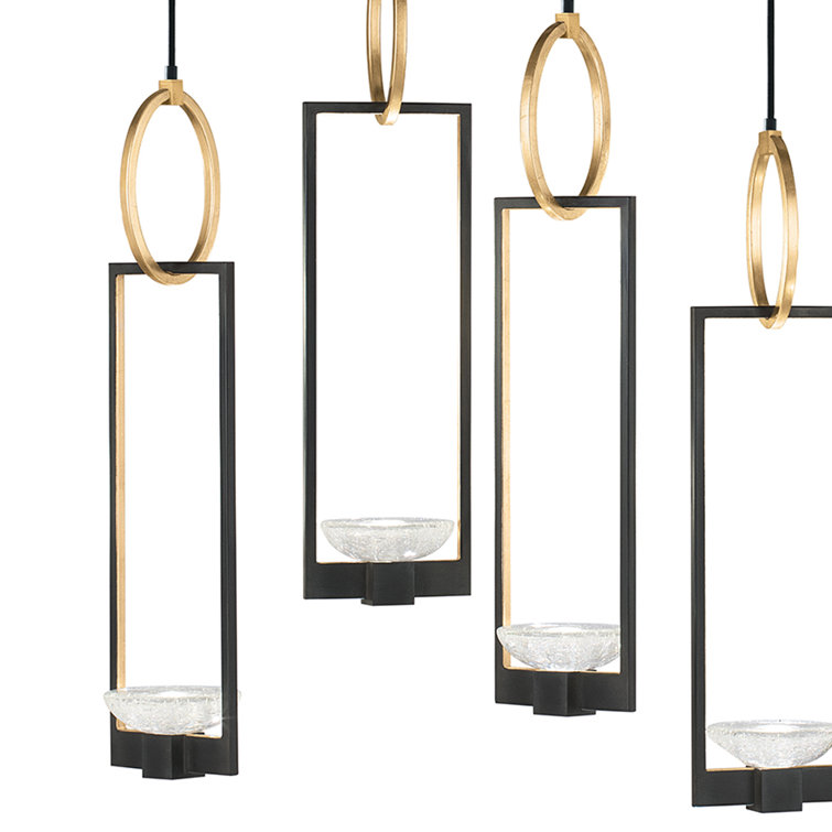 Delphi 48" Black and Gold LED Glass Pendant Light