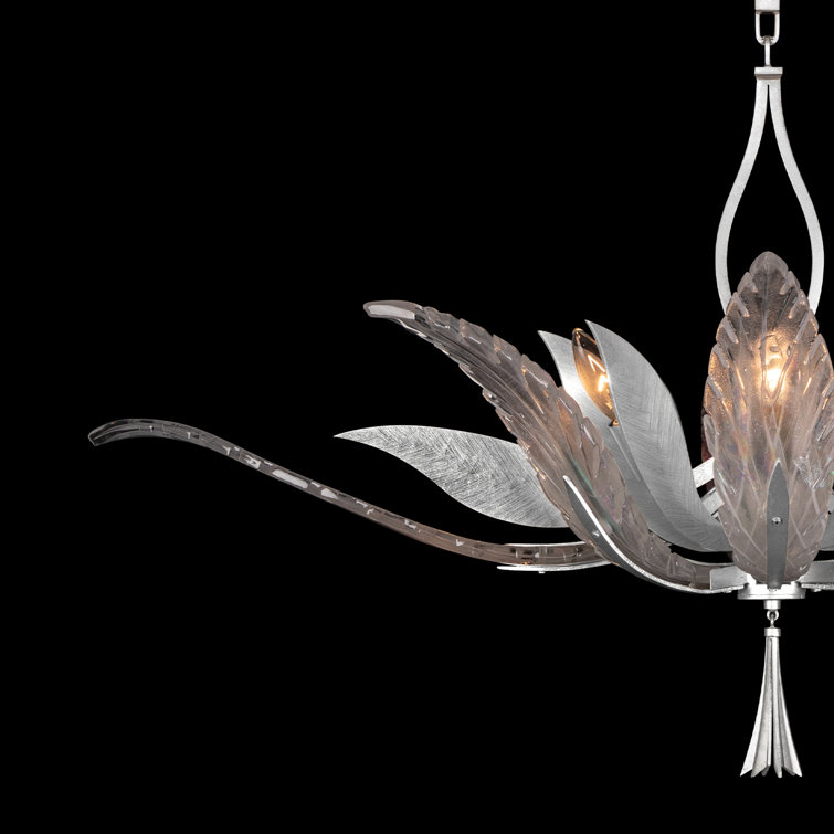 Plume 40" Silver and Crystal Oblong Chandelier
