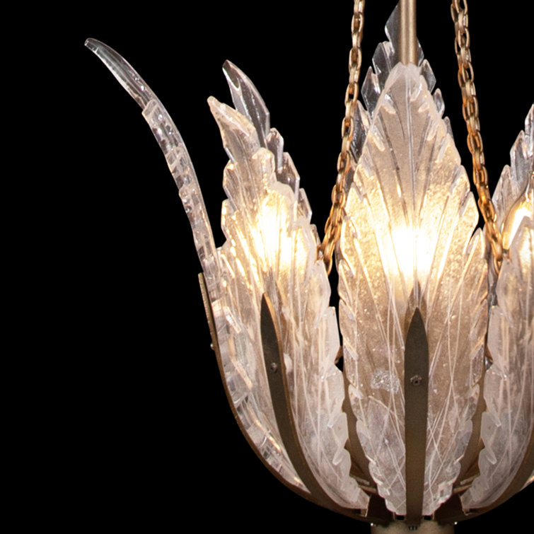 Plume 17.5" Gold Crystal LED Round Chandelier