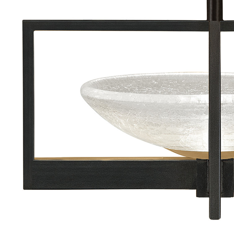Black Blown Glass LED Semi-Flush Mount Light