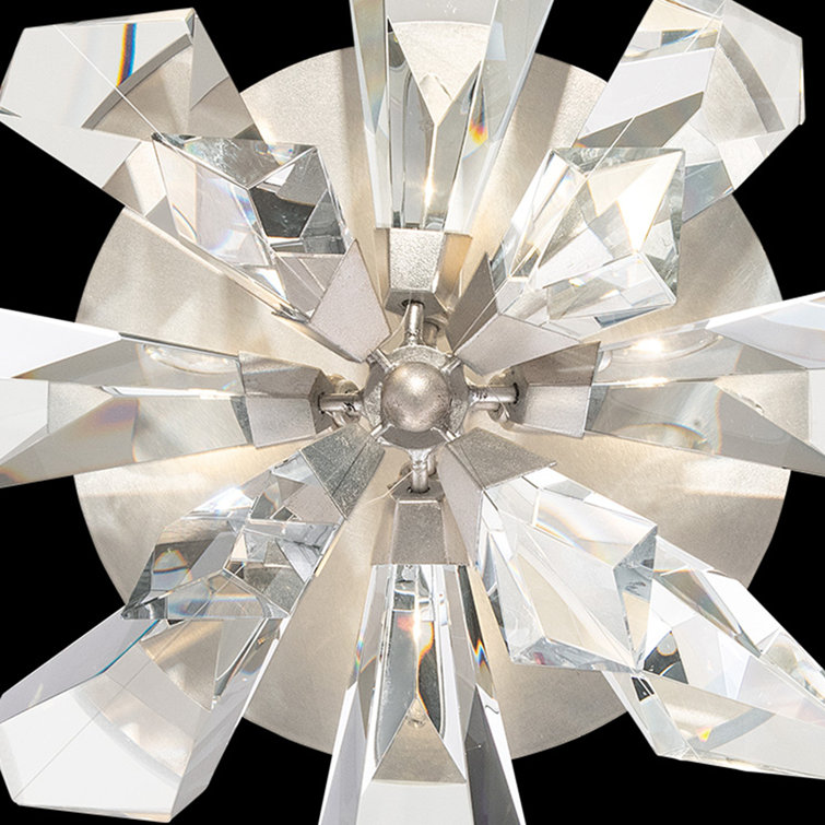 Majestic Forest Silver Leaf 4-Light Flush Mount with Faceted Crystal Leaves