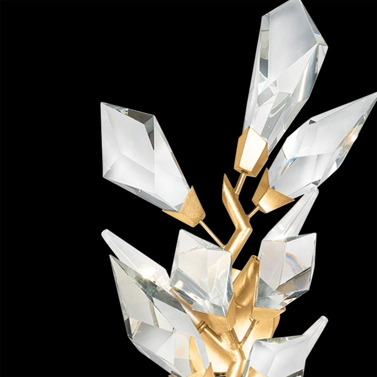 Foret Gold Leaf 3-Light Wallchiere with Faceted Crystal Leaves