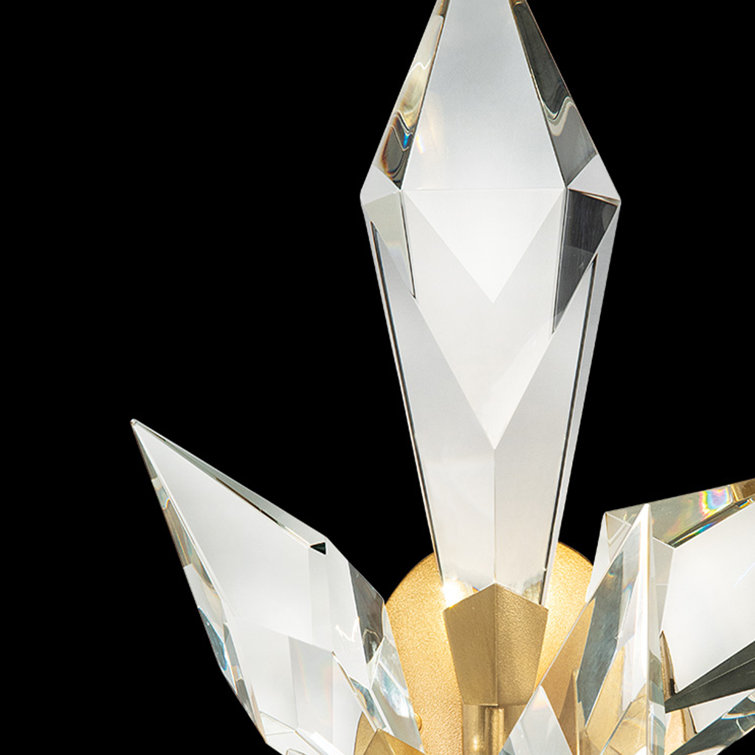 Majestic Forest Gold Leaf Dimmable Wall Sconce with Crystal Leaves