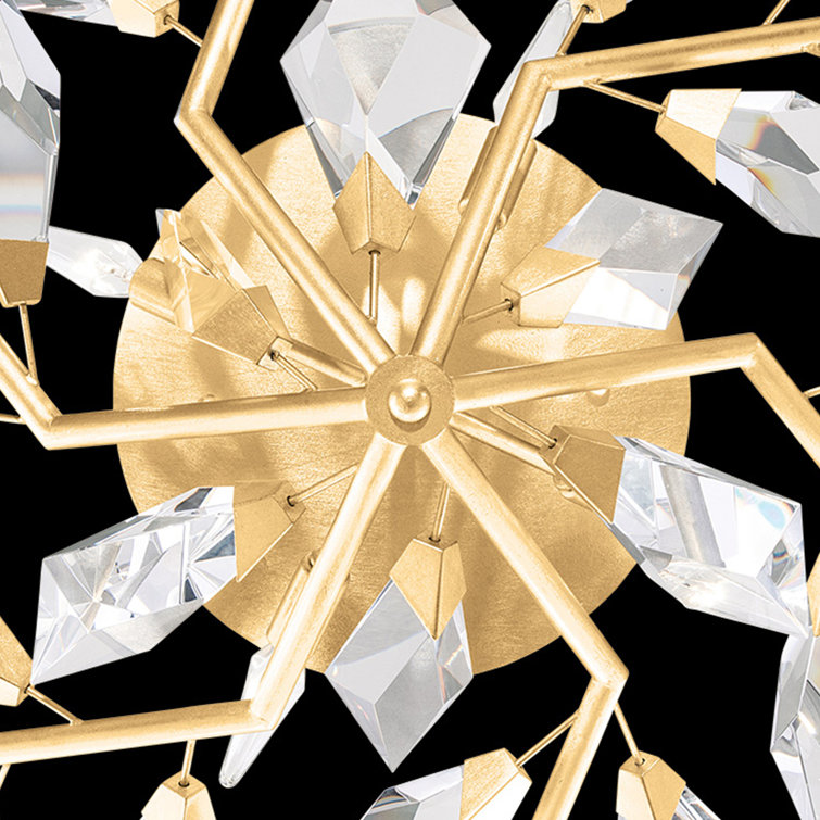 Majestic Forest Gold Leaf 4-Light Semi-Flush Mount with Hand-Cut Crystal