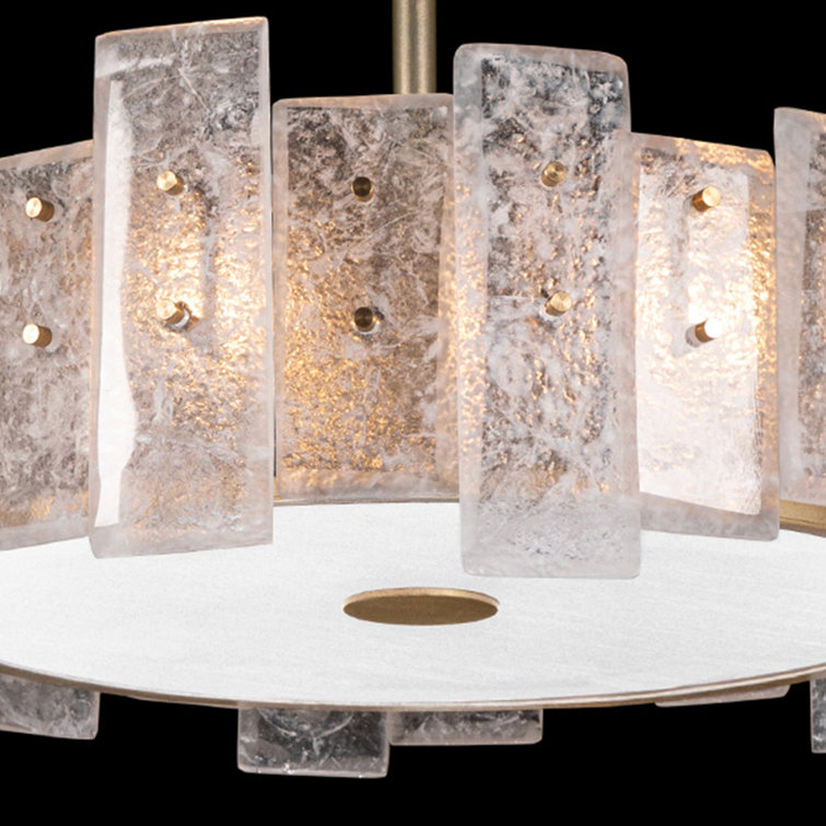 Gold Glass Drum 3-Light Semi Flush Mount