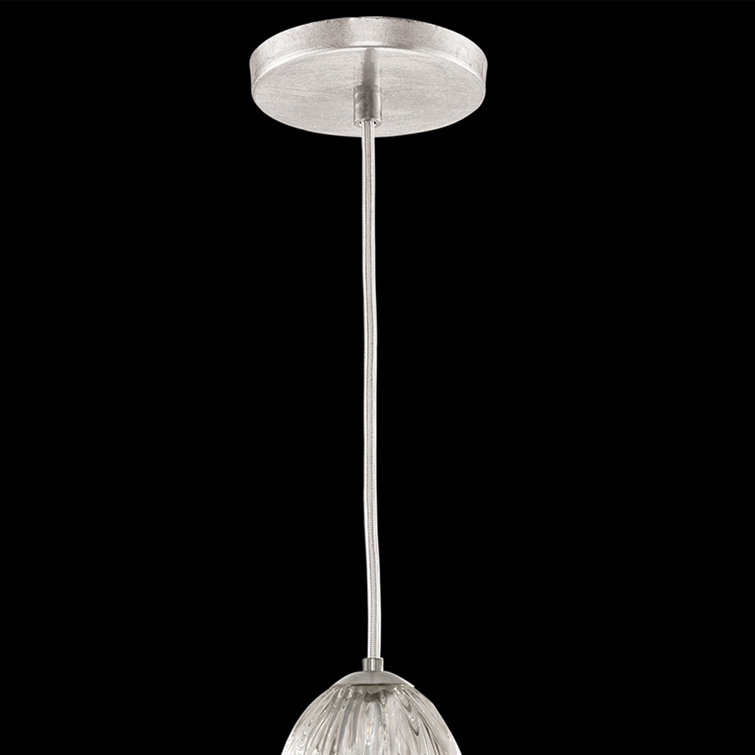 Las Olas 5.5" Silver Leaf Hand-Sculpted Glass Mini Pendant Light