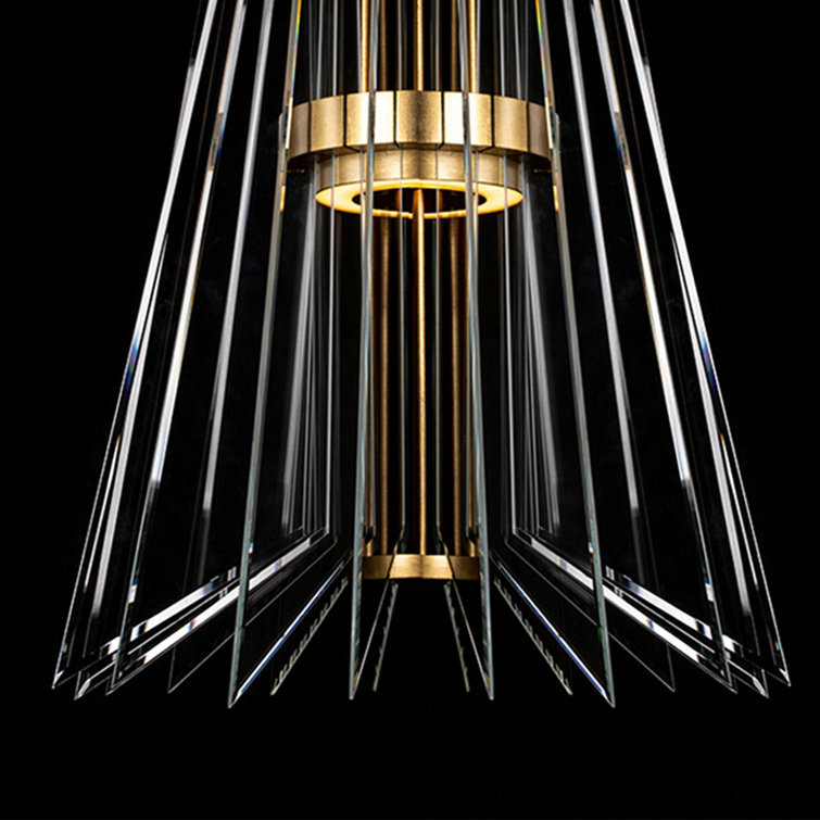 Newton Gold Leaf 3-Light LED Pendant with Carved Crystal