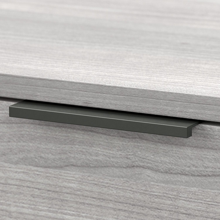 Platinum Gray Industrial Nightstand with Drawer and Shelves