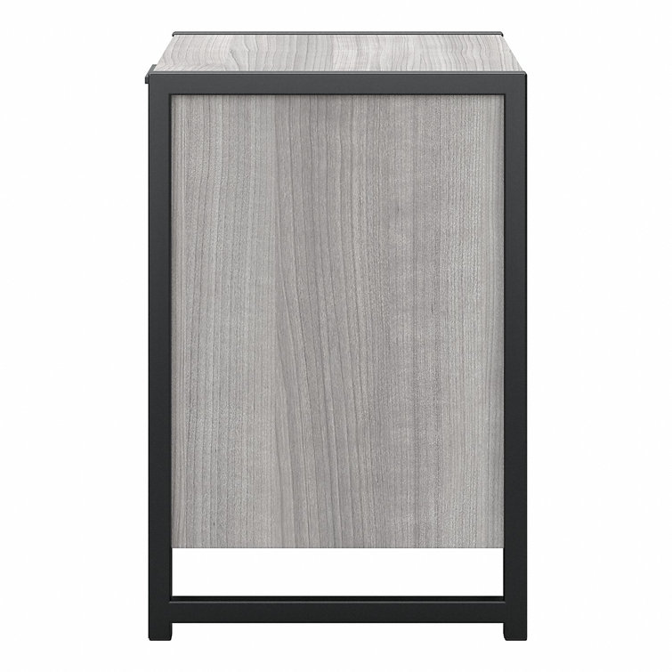 Platinum Gray Industrial Nightstand with Drawer and Shelves