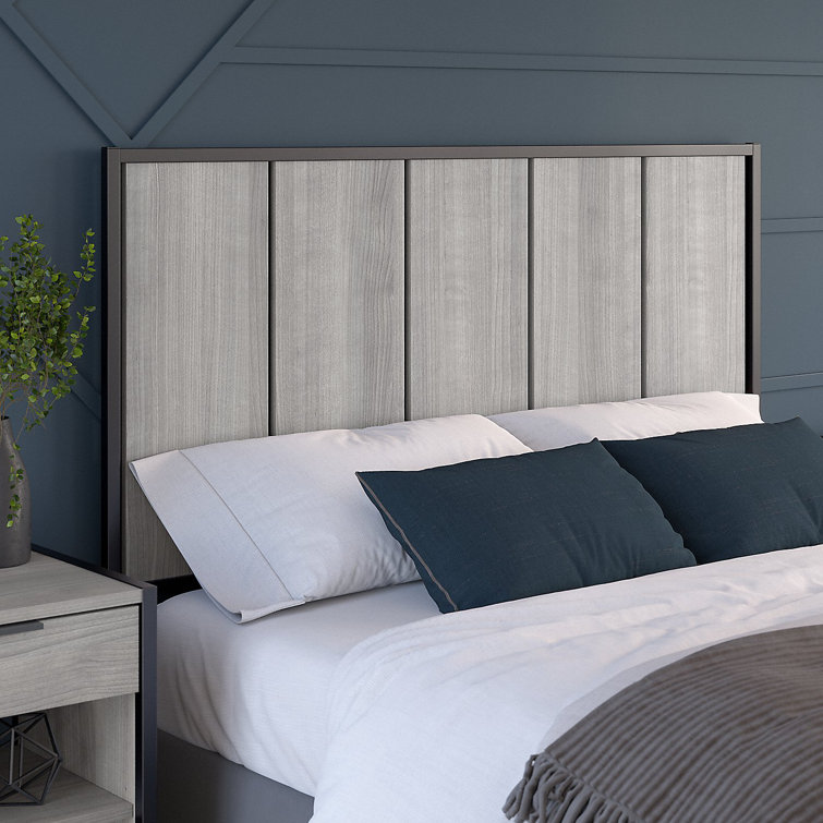Platinum Gray Full Slat Headboard with Industrial Metal Frame