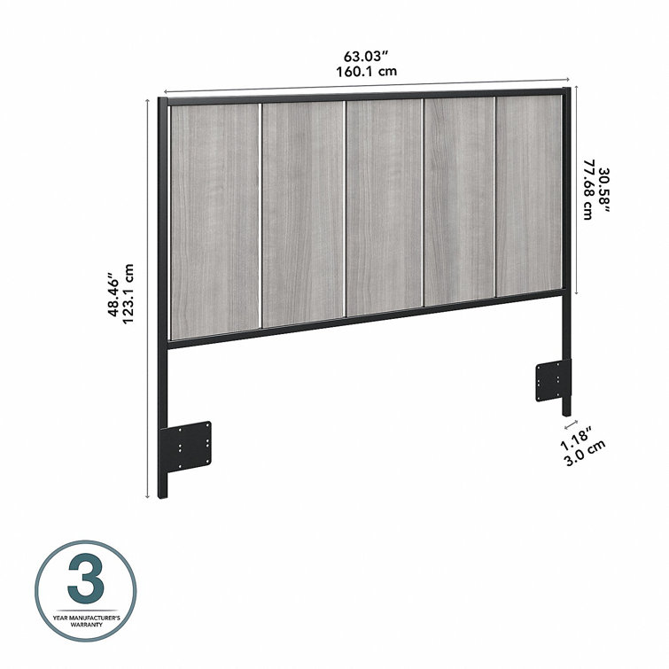 Platinum Gray Full Slat Headboard with Industrial Metal Frame