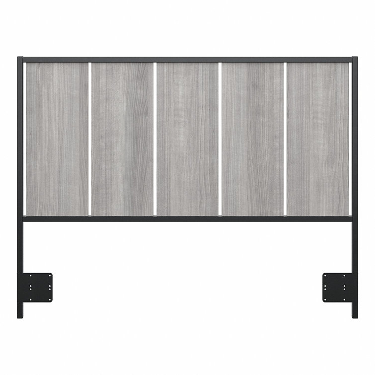 Platinum Gray Full Slat Headboard with Industrial Metal Frame