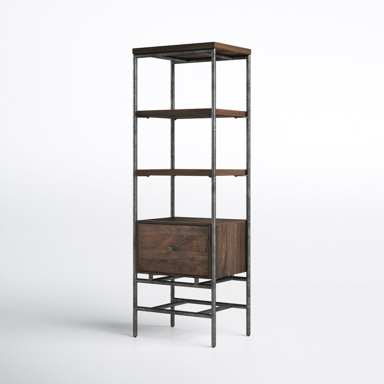 Sedona Transitional 3-Tier Adjustable Wood Bookcase in Brown