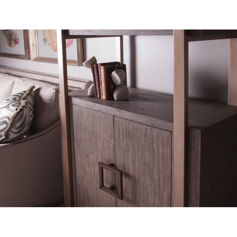 Gray Mahogany Transitional Bookcase with Adjustable Shelves