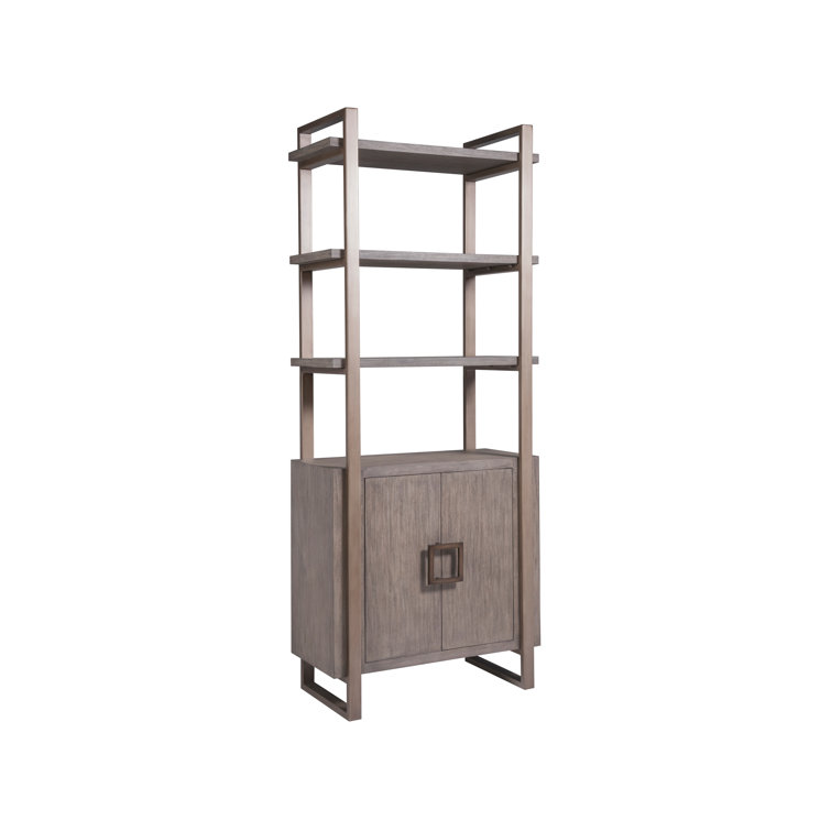 Gray Mahogany Transitional Bookcase with Adjustable Shelves