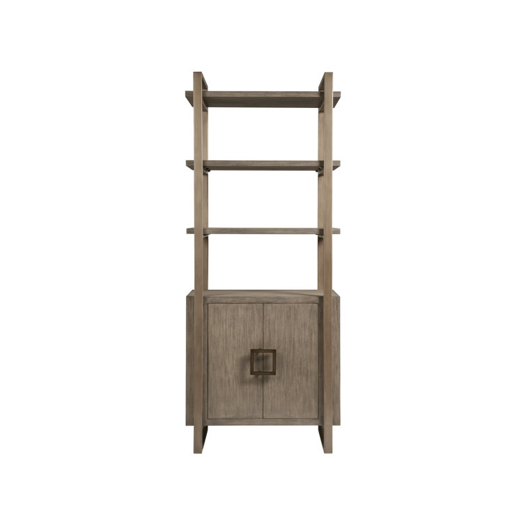 Gray Mahogany Transitional Bookcase with Adjustable Shelves