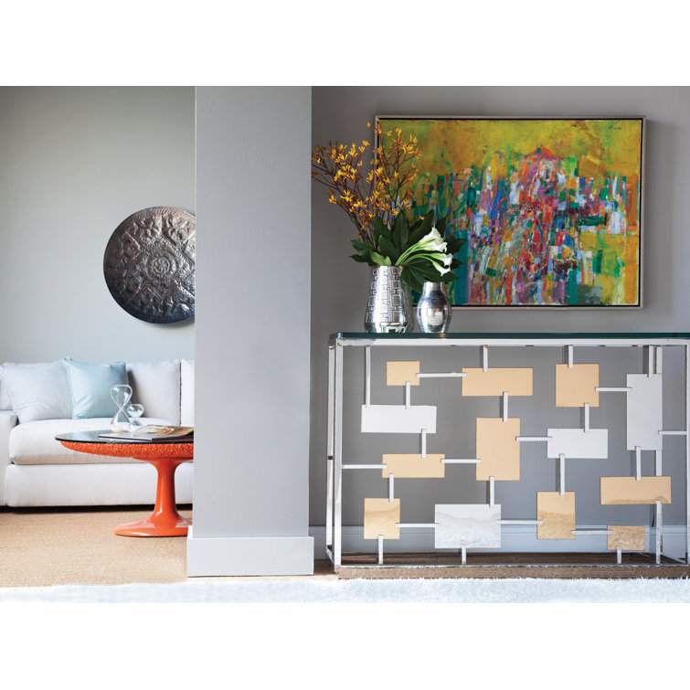 Cityscape Contemporary 54" Silver Metal & Glass Console Table