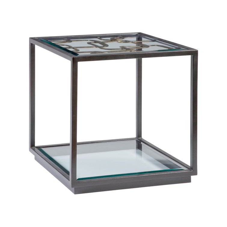 Moxie Black Metal and Glass Square End Table