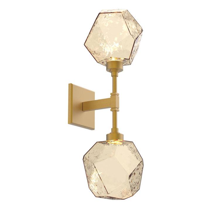 Gilded Brass and Bronze Dimmable Sconce with Glass Shades