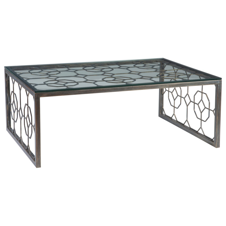 St. Laurent 50'' Grey Rectangular Metal & Glass Cocktail Table