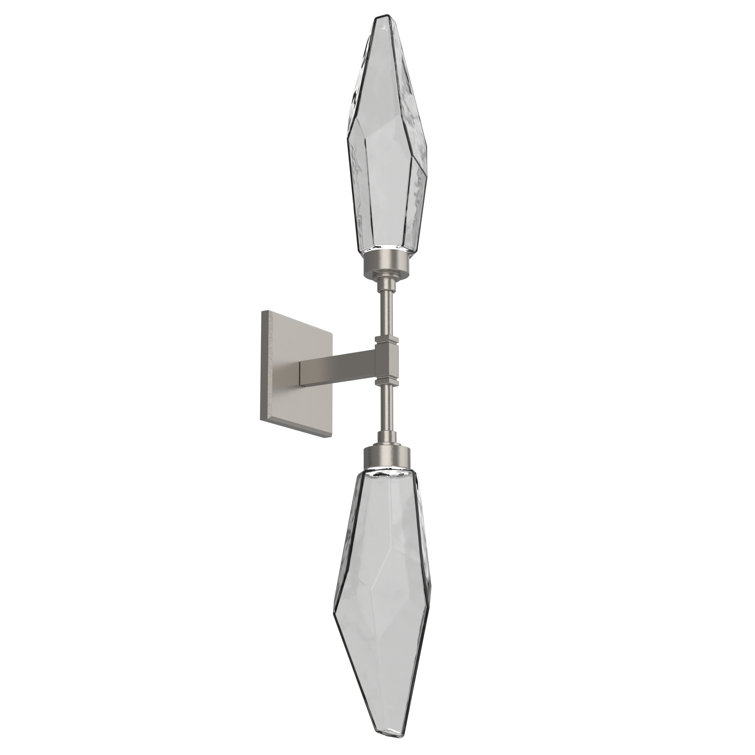 Rock Crystal Artisan Blown Glass 29" Dimmable Sconce, Metallic Beige Silver