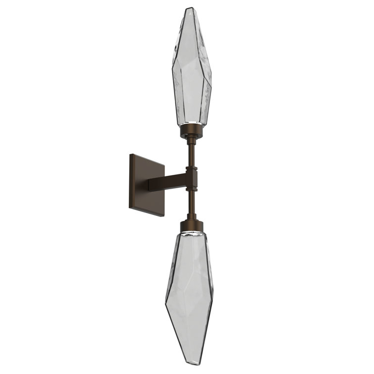 Rock Crystal Artisan Blown Glass Dimmable Sconce in Flat Bronze