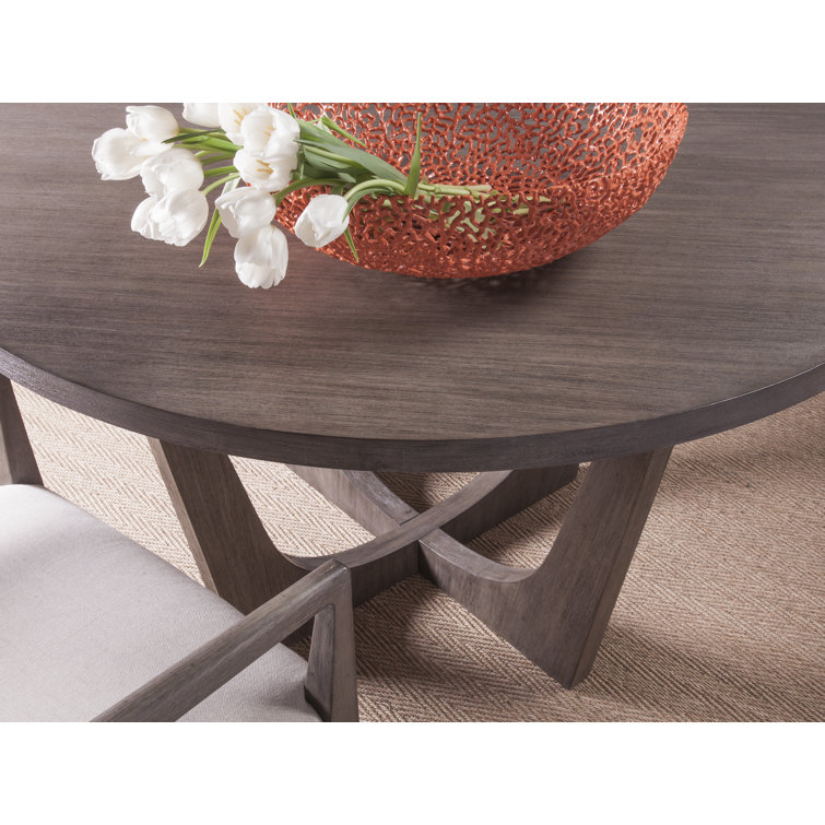 Grigio Warm Gray Mahogany 54" Round Extendable Dining Table