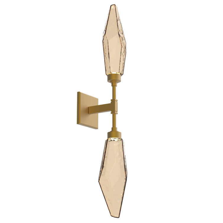 Rock Crystal Artisan Blown Glass 29'' Sconce in Gilded Brass
