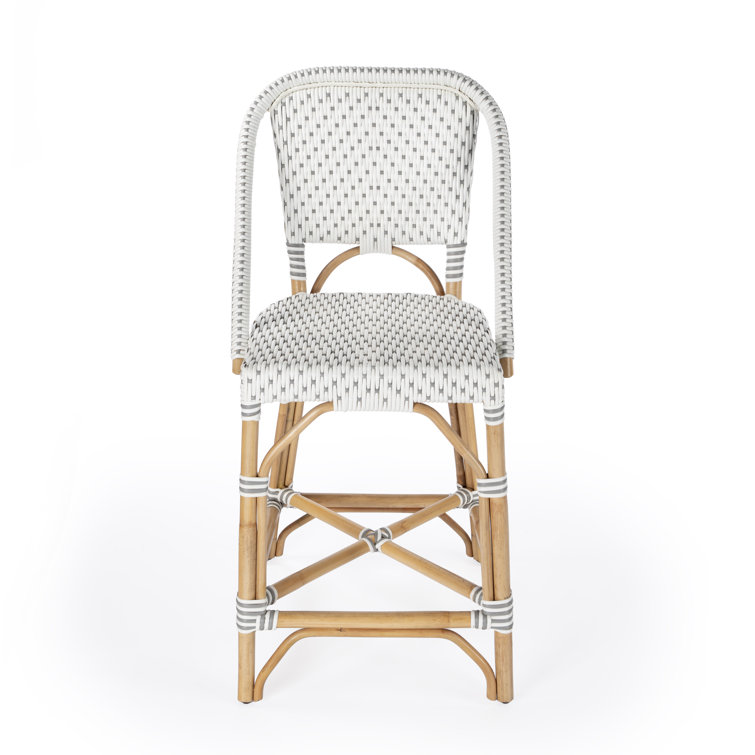 Solstice White & Grey Rattan Swivel Counter Stool