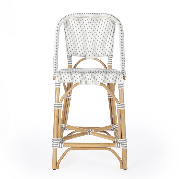 Solstice White & Grey Rattan Swivel Counter Stool