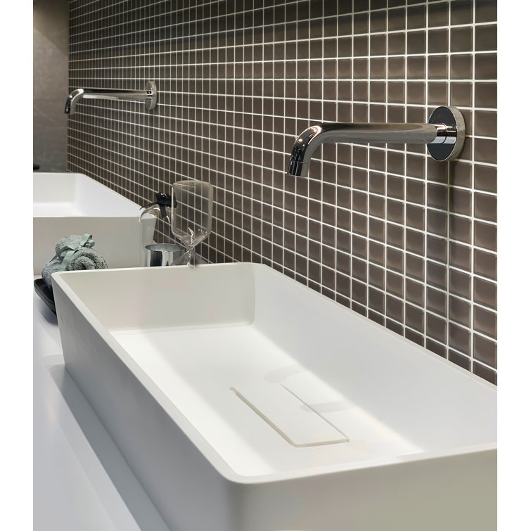 Ash Gray 11.8" x 11.8" Polished Glass Mosaic Tile