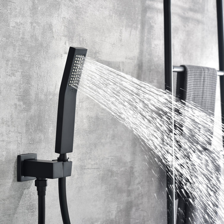 Matte Black Wall Mounted Tub Filler with Hand Shower