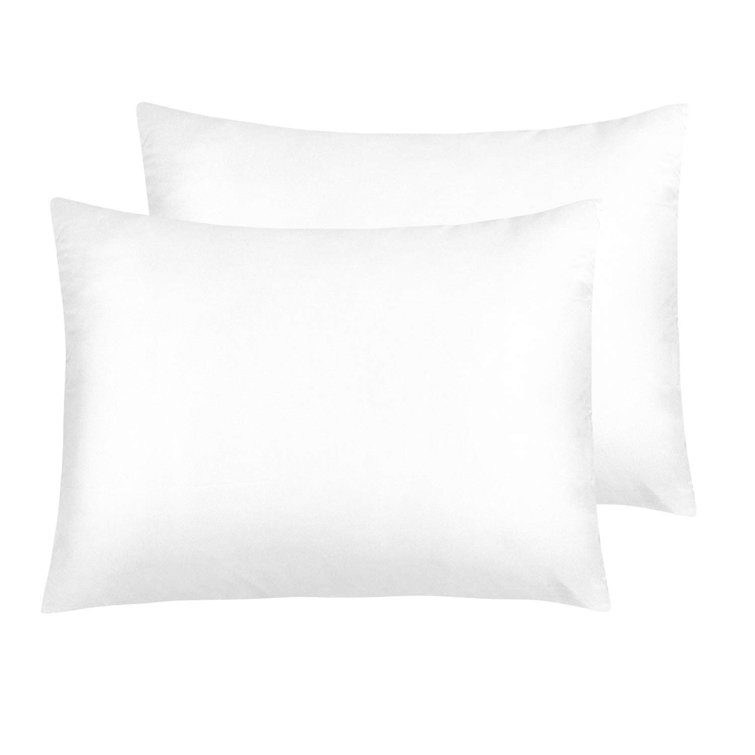 White Satin Silk Standard Pillowcases with Hidden Zipper