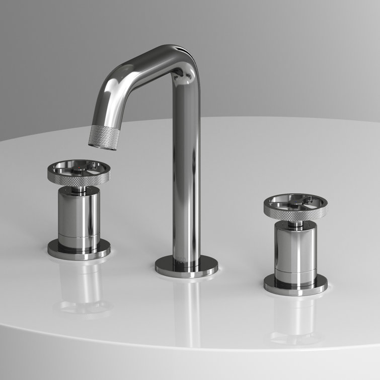 Cass Industrial-Chic Chrome Dual-Wheel Handle Widespread Bathroom Faucet