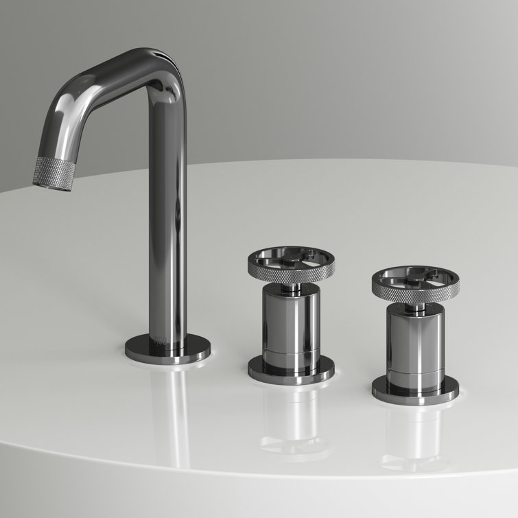 Cass Industrial-Chic Chrome Dual-Wheel Handle Widespread Bathroom Faucet