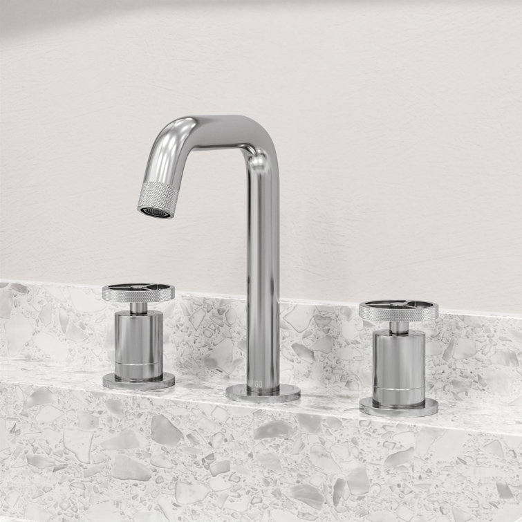 Cass Industrial-Chic Chrome Dual-Wheel Handle Widespread Bathroom Faucet
