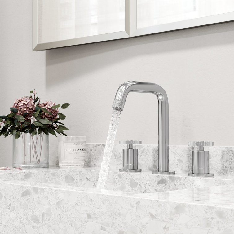 Cass Industrial-Chic Chrome Dual-Wheel Handle Widespread Bathroom Faucet