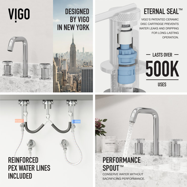Cass Industrial-Chic Chrome Dual-Wheel Handle Widespread Bathroom Faucet