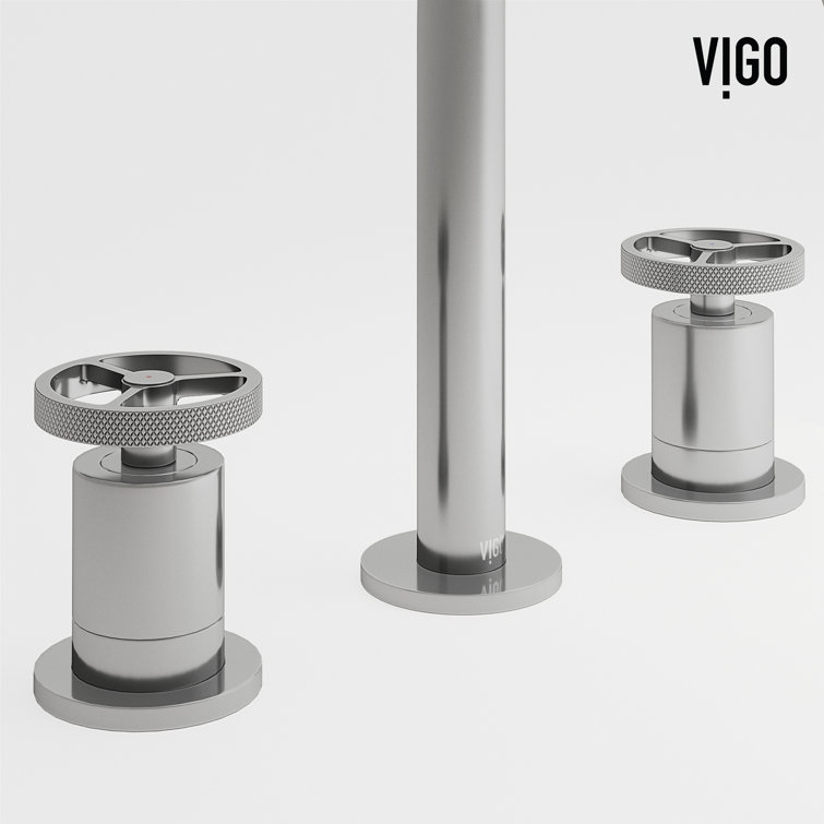 Cass Industrial-Chic Chrome Dual-Wheel Handle Widespread Bathroom Faucet