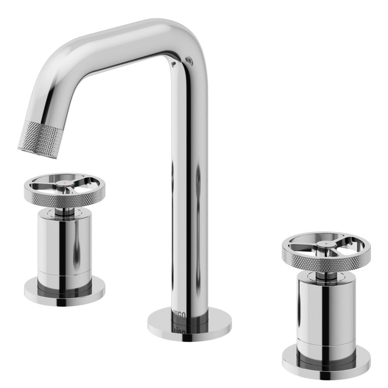Cass Industrial-Chic Chrome Dual-Wheel Handle Widespread Bathroom Faucet