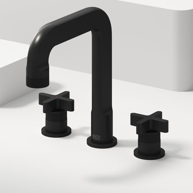 Wythe Matte Black Brass Widespread Bathroom Faucet with Cross Handles