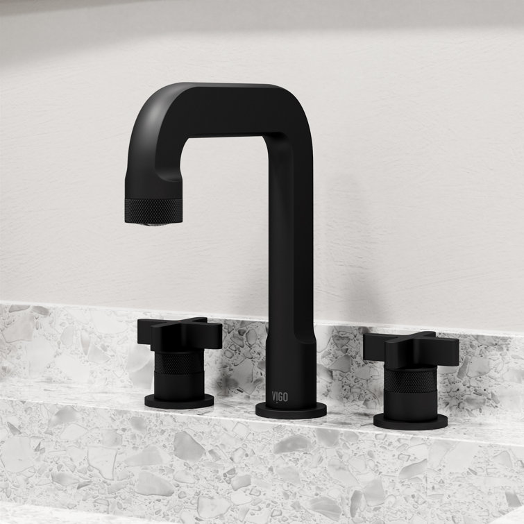 Wythe Matte Black Brass Widespread Bathroom Faucet with Cross Handles