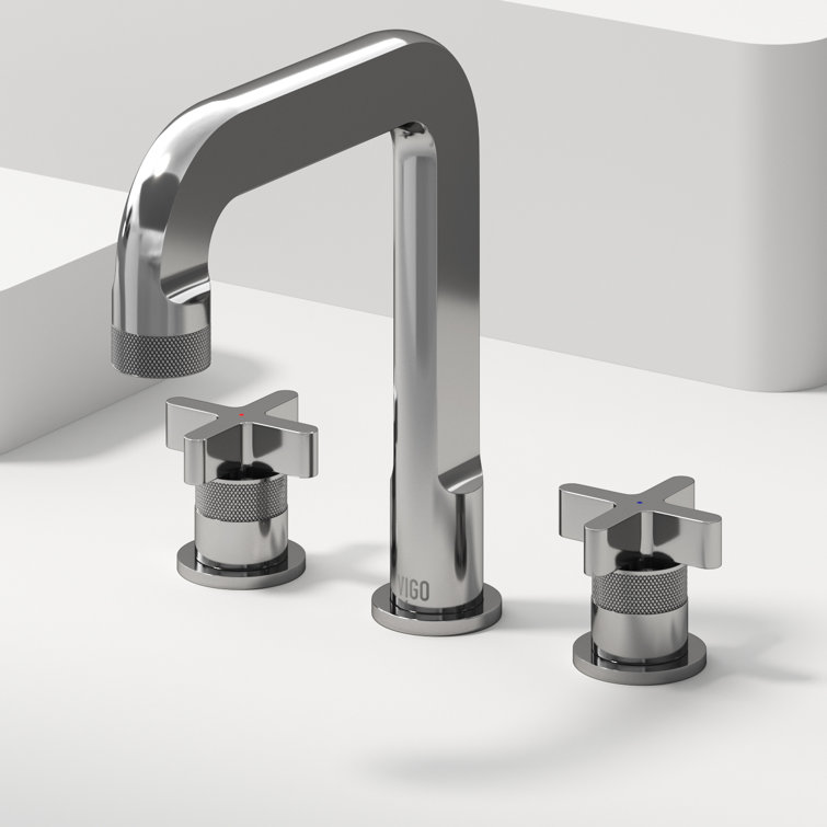 Wythe 9" H Two Handle Widespread Bathroom Faucet in Chrome and Black Brass