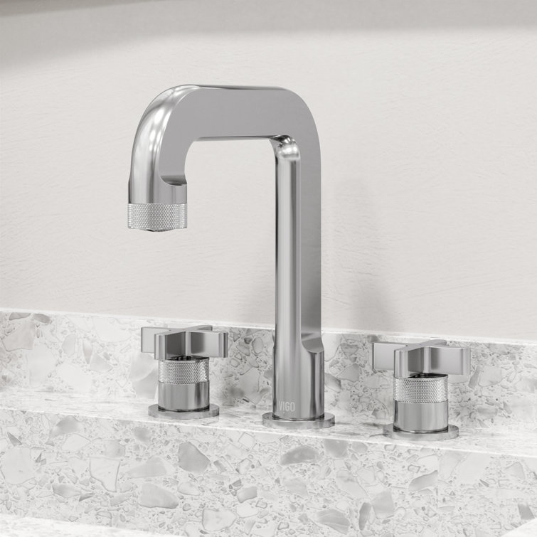 Wythe 9" H Two Handle Widespread Bathroom Faucet in Chrome and Black Brass