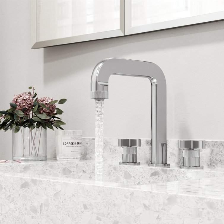 Wythe 9" H Two Handle Widespread Bathroom Faucet in Chrome and Black Brass