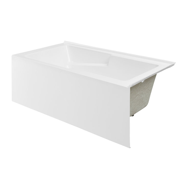 Claire 60" White Acrylic Alcove Tub with Corner Apron