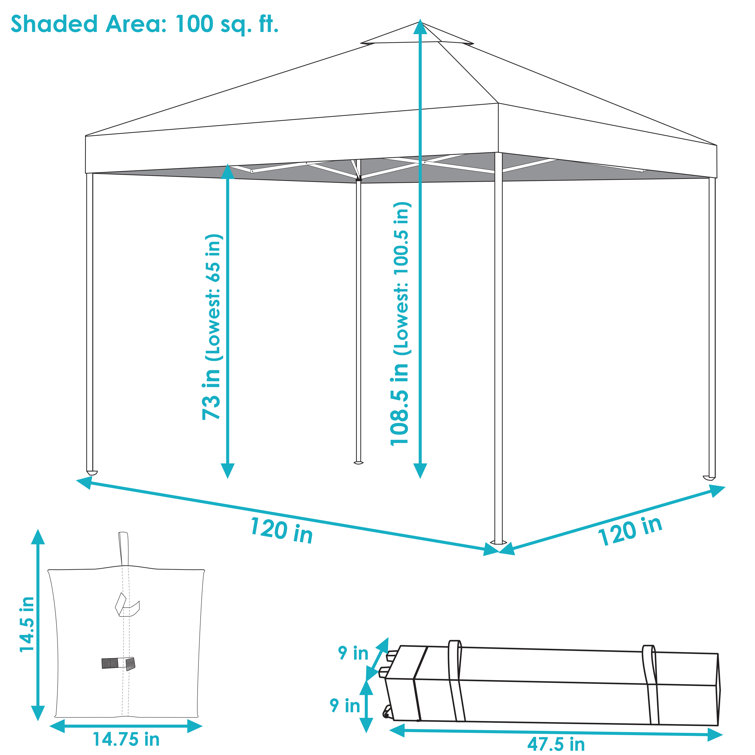 12 Ft Blue Steel Pop-Up Canopy with Carry Bag and Sandbags