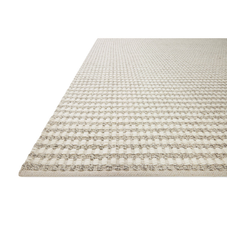 Ivory and Stone Rectangular Wool and Cotton Rug, 8'6" x 11'6"