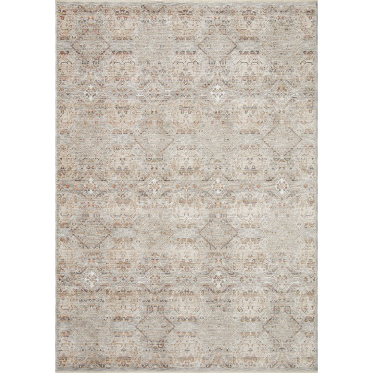 Gray Floral Motif Synthetic Rectangular Area Rug